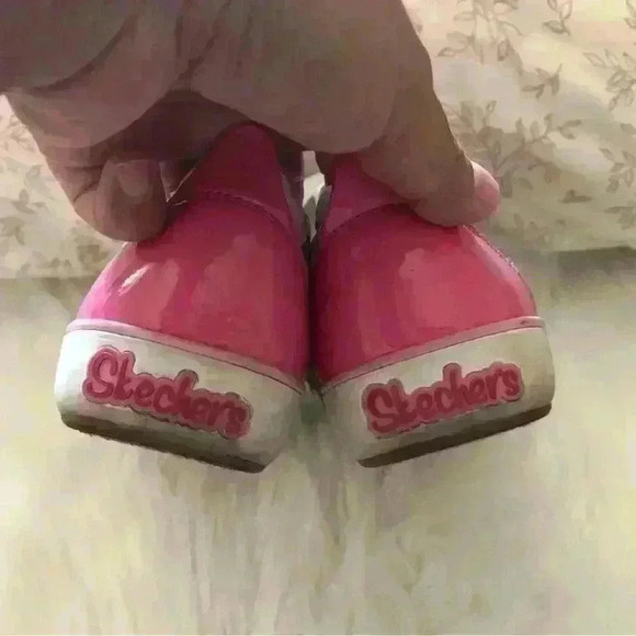 Skechers pink white ballerina spinning twirling shoes girl youth size 1.5 - Picture 7 of 9